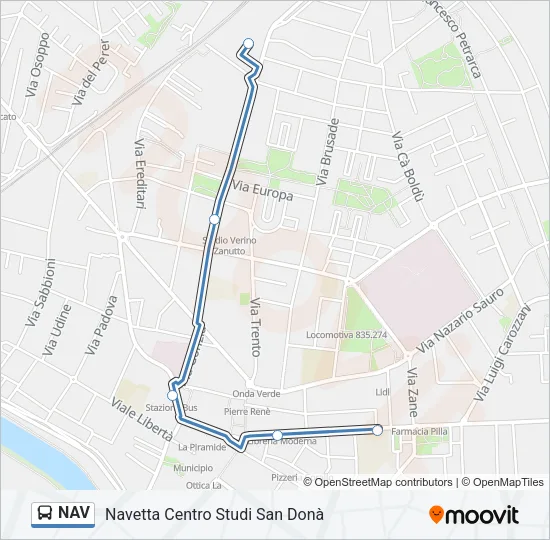 Percorso linea bus NAV