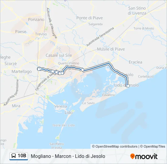 10B Bus Line Map