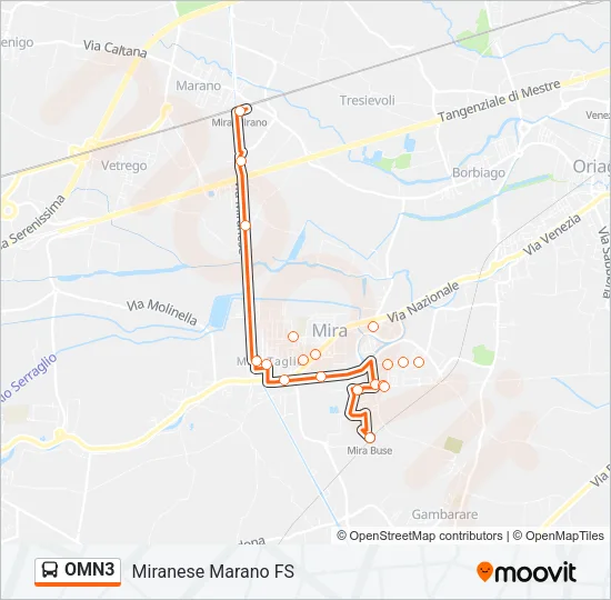 OMN3 Bus Line Map
