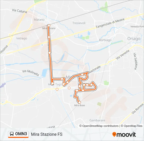 OMN3 Bus Line Map