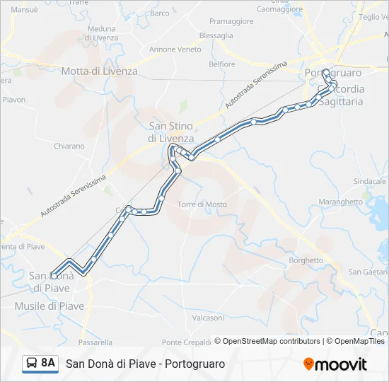 Percorso linea bus 8A