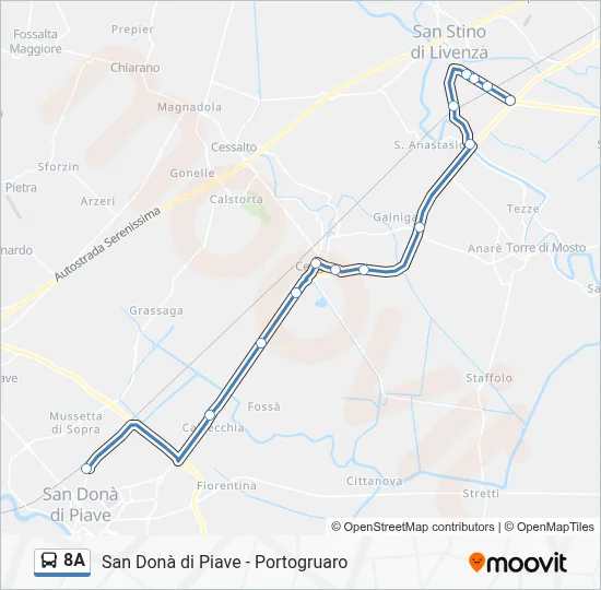 Percorso linea bus 8A