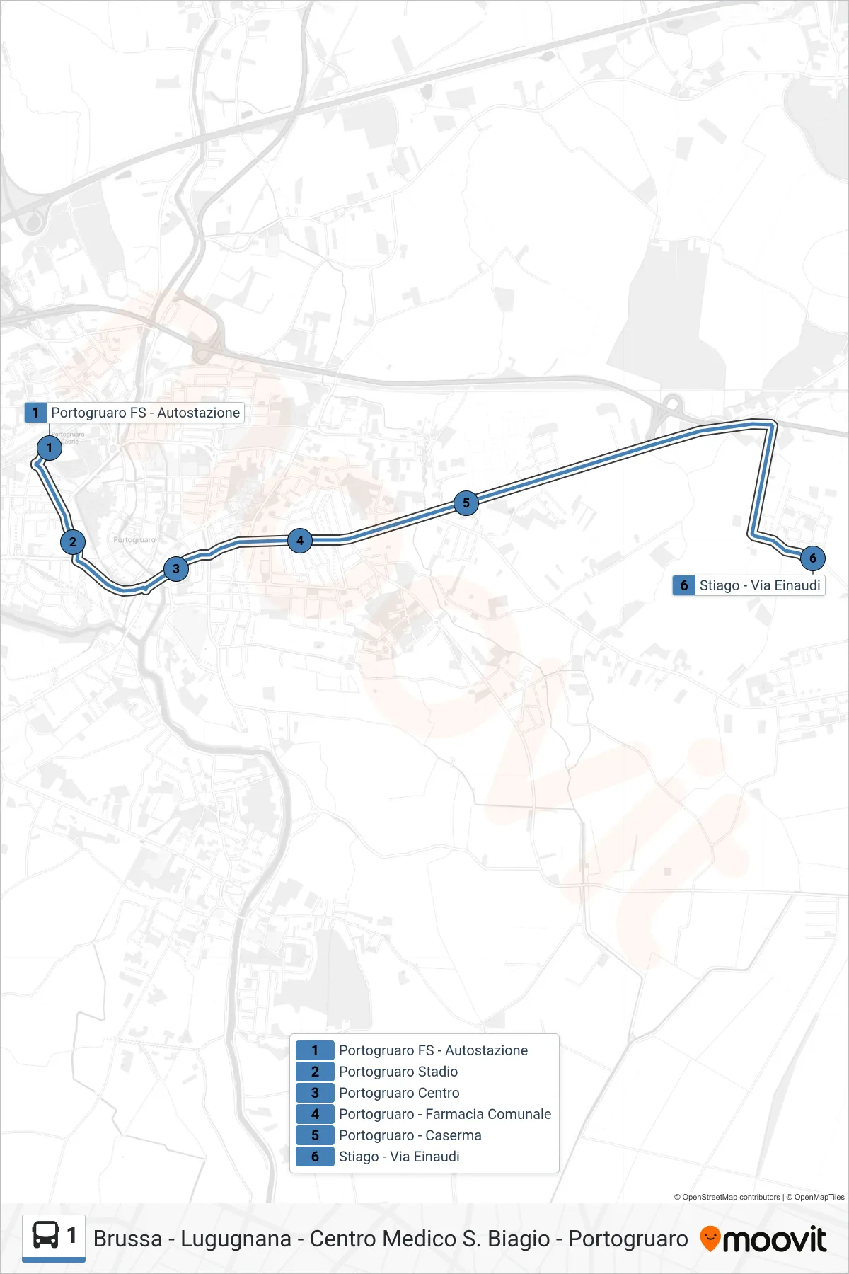Linea 1 bus (Stiago) - Percorsi e fermate sulla mappa