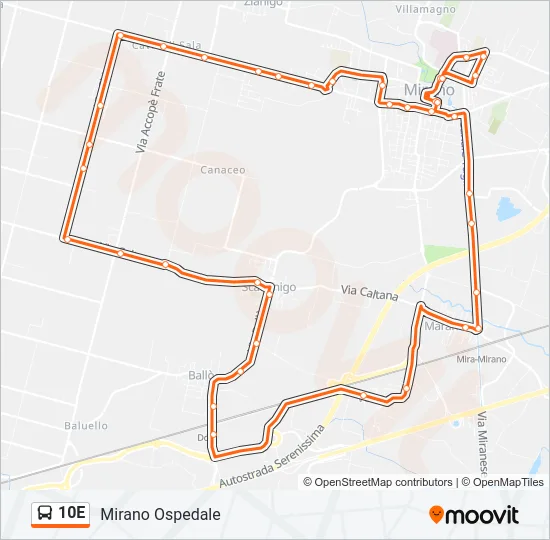 10E Bus Line Map