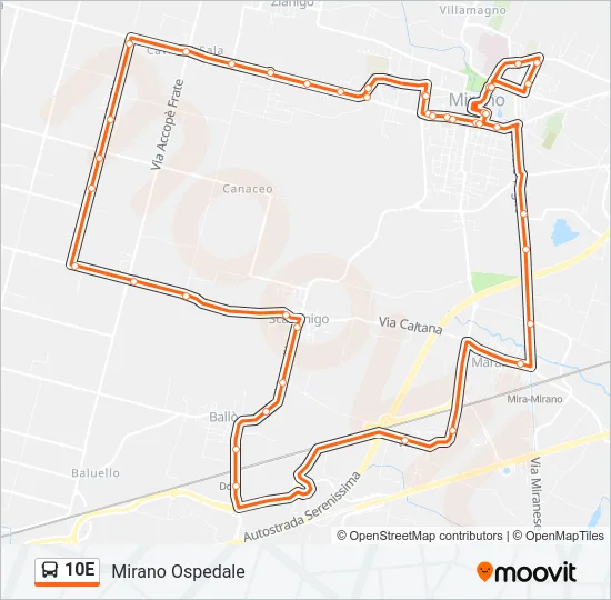 10E Bus Line Map