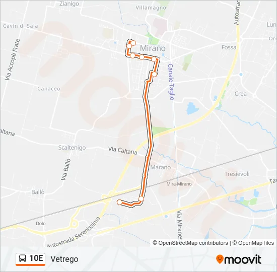 10E Bus Line Map