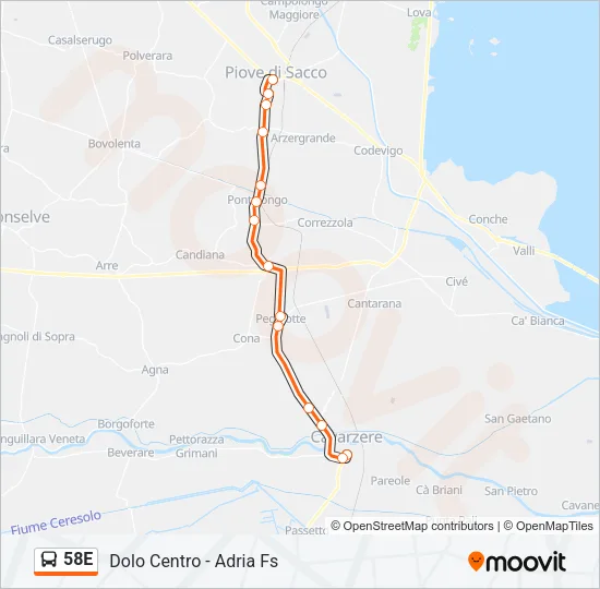 58E Bus Line Map