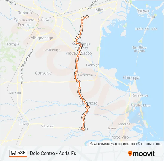 58E Bus Line Map