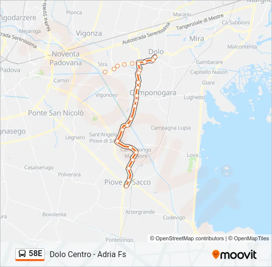 58E Bus Line Map