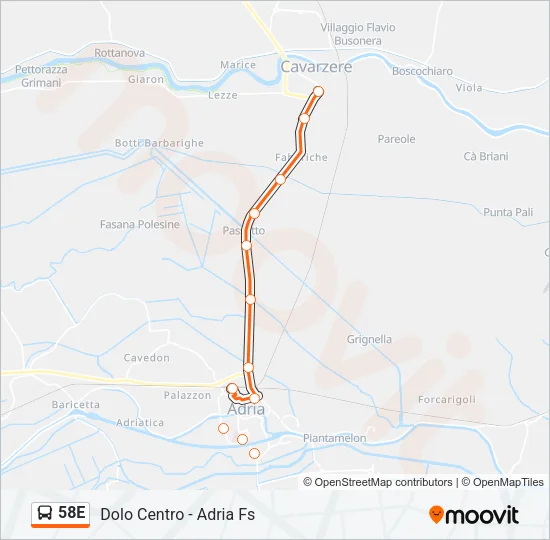 58E Bus Line Map
