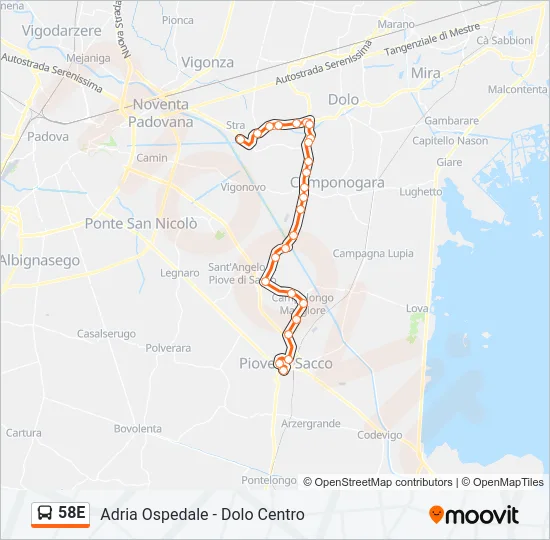 58E Bus Line Map