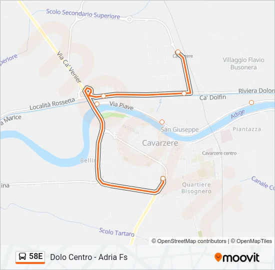 58E Bus Line Map