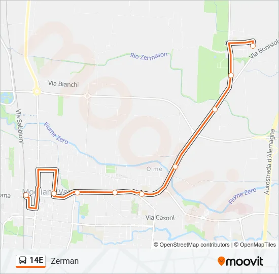 14E Bus Line Map