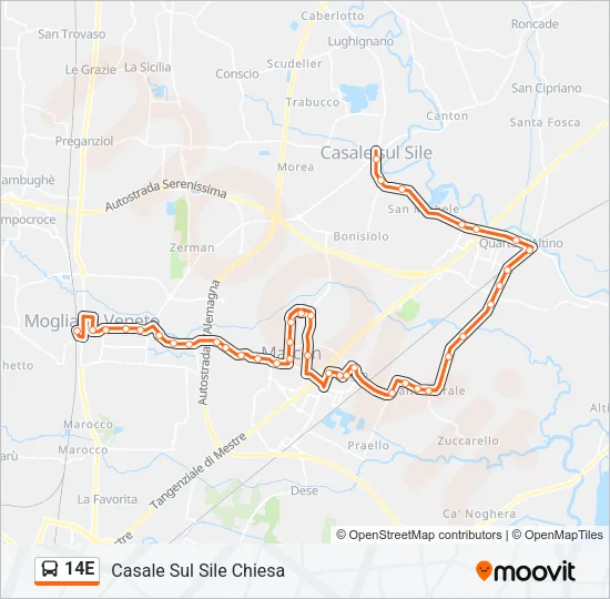 14E Bus Line Map