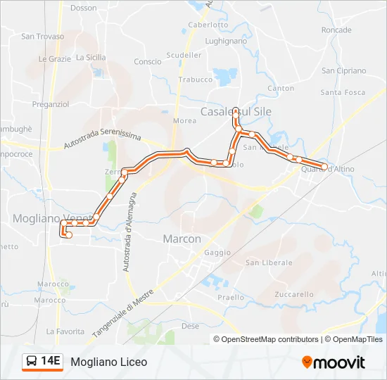 14E Bus Line Map