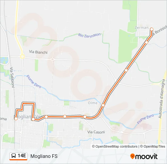 14E Bus Line Map