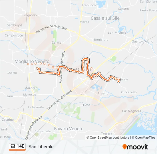 14E Bus Line Map