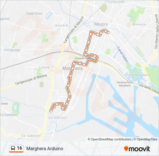 16 Bus Line Map
