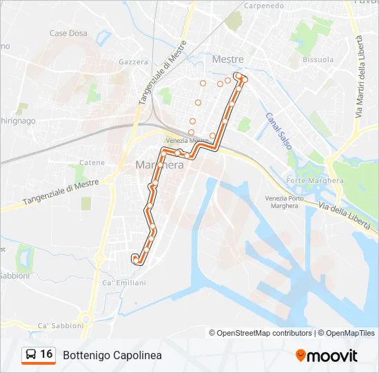 16 Bus Line Map