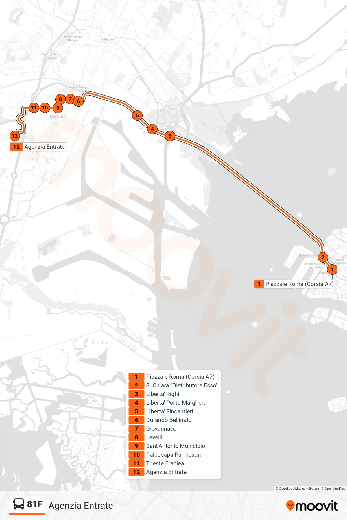Linea 81F  bus (Agenzia  Entrate) - Percorsi e fermate sulla mappa