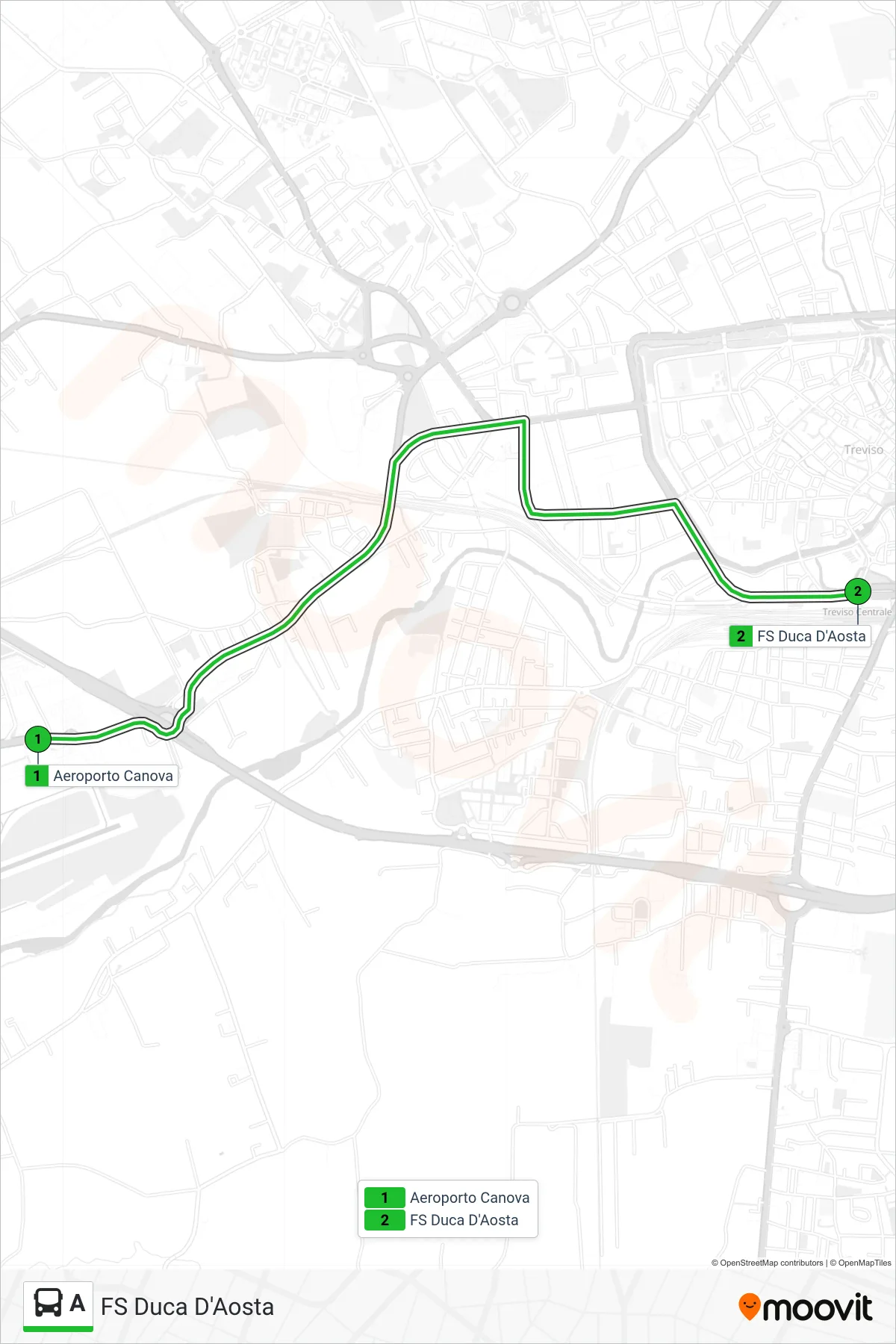 Linea A  bus (FS Duca D'Aosta) - Percorsi e fermate sulla mappa