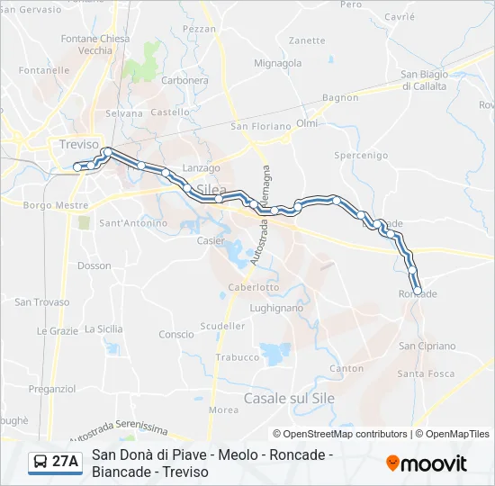 27A Bus Line Map