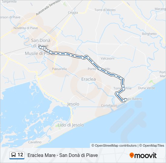 Percorso linea bus 12