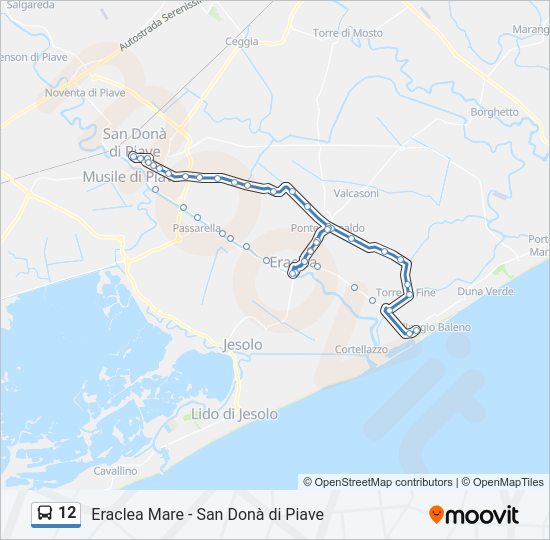 Percorso linea bus 12