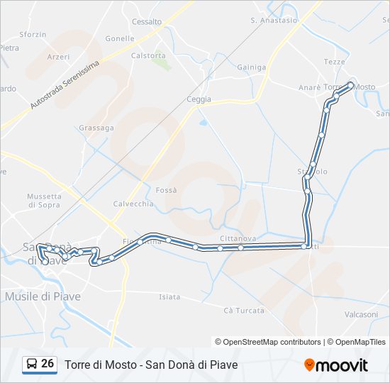 Percorso linea bus 26