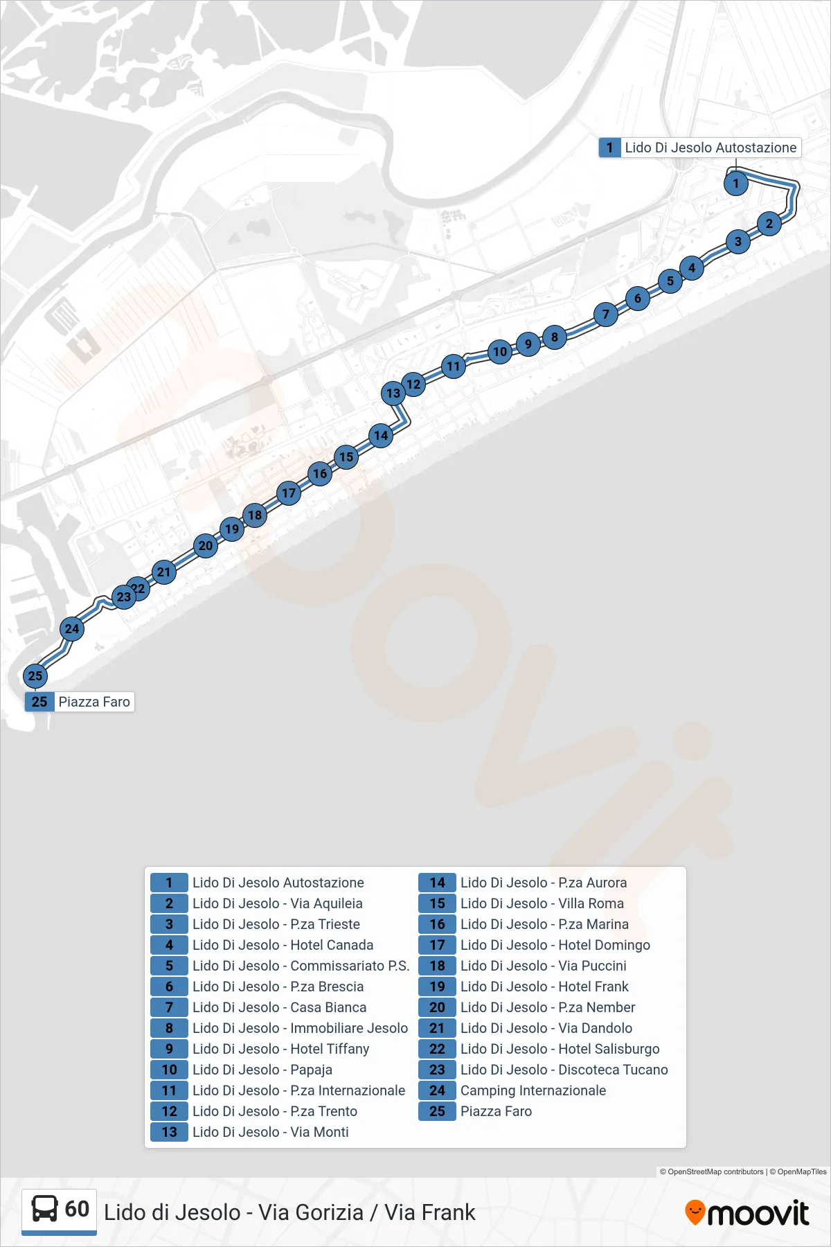 Linea 60 bus (Piazza Faro) - Percorsi e fermate sulla mappa