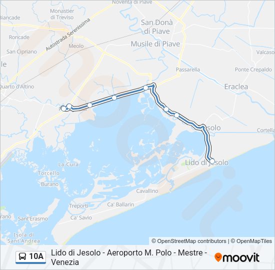 Percorso linea bus 10A