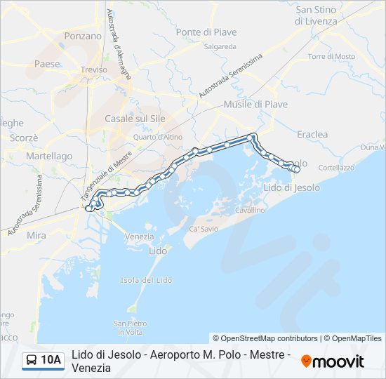 Percorso linea bus 10A
