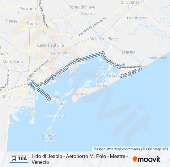 Percorso linea bus 10A
