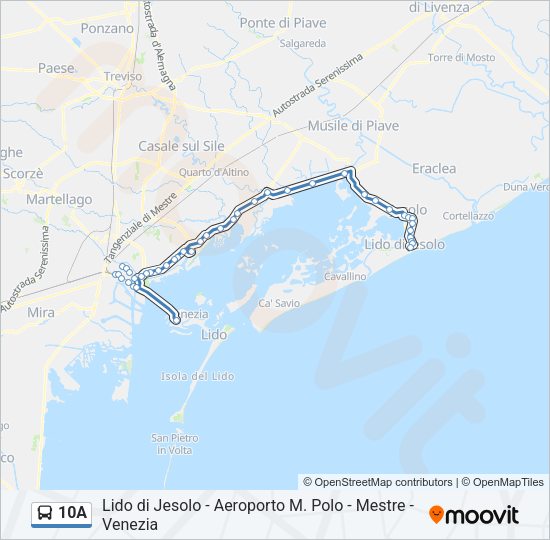 Percorso linea bus 10A