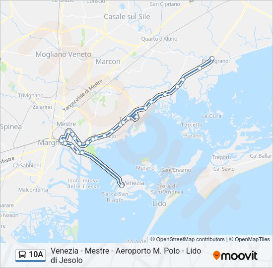 Percorso linea bus 10A
