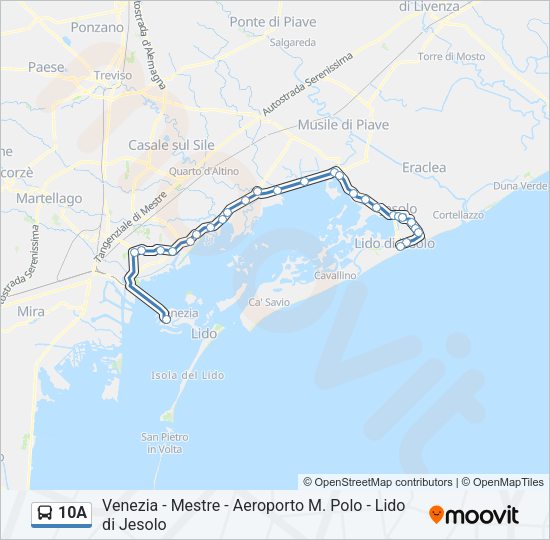 Percorso linea bus 10A