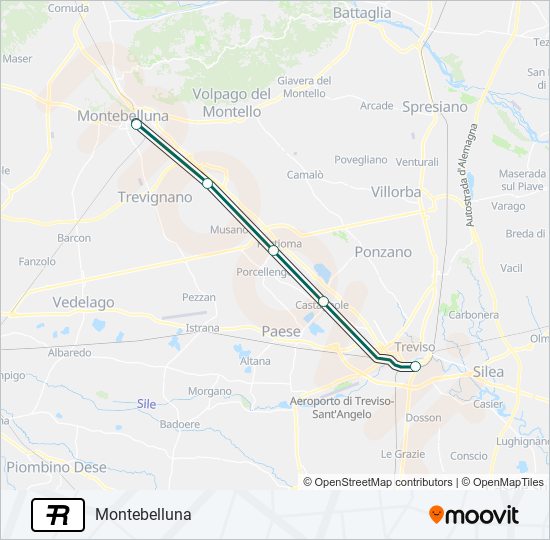 Percorso linea treno R