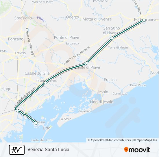 Percorso linea treno RV