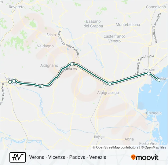 Percorso linea treno RV