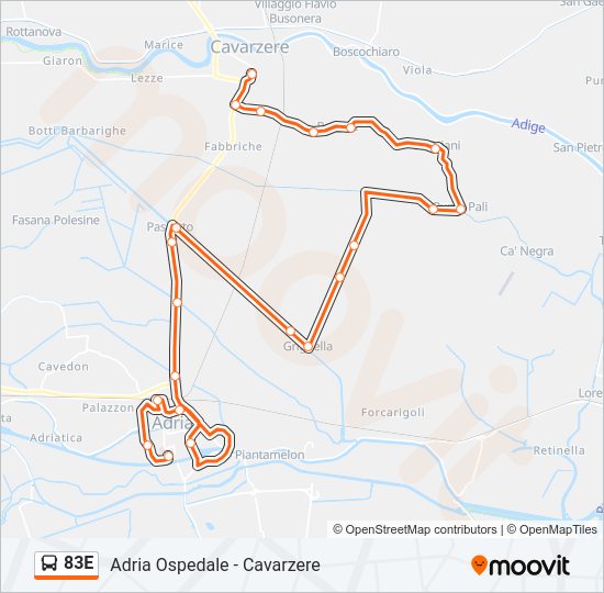 Percorso linea bus 83E