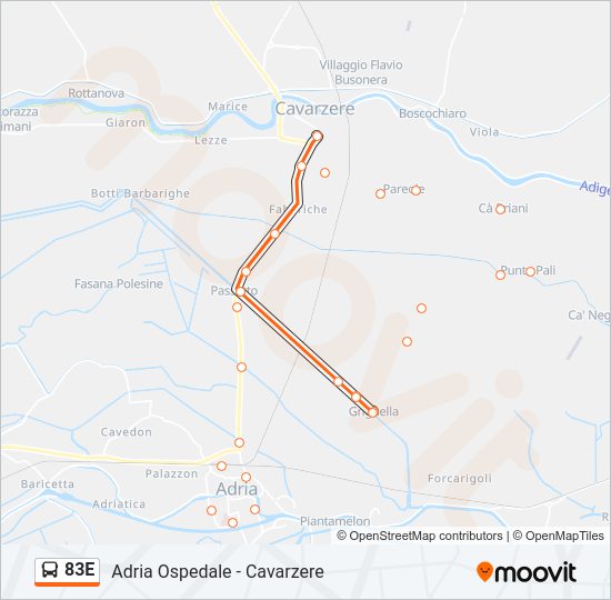 Percorso linea bus 83E