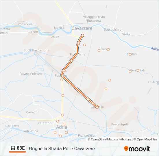 83E Bus Line Map