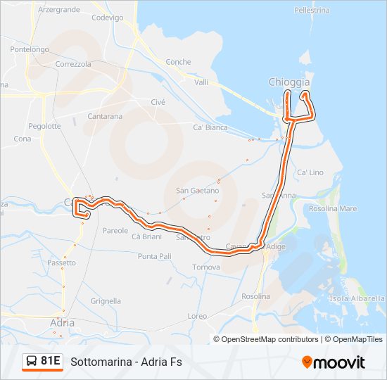 Percorso linea bus 81E