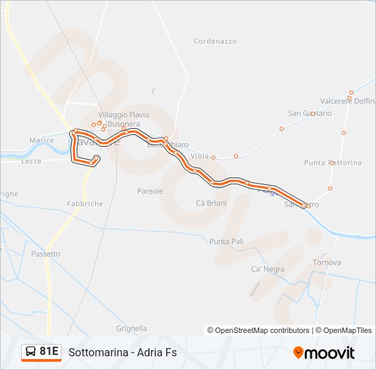 Percorso linea bus 81E