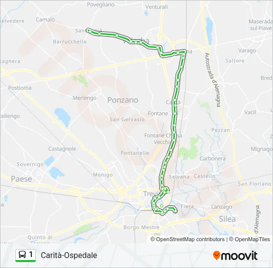 1 Bus Line Map