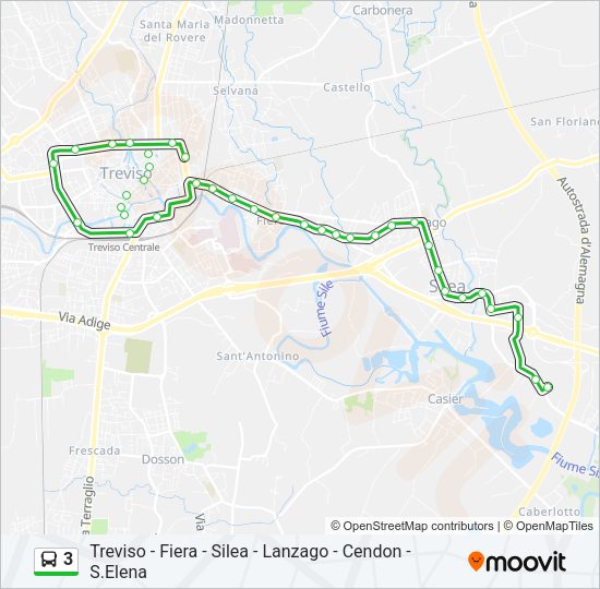 Percorso linea bus 3