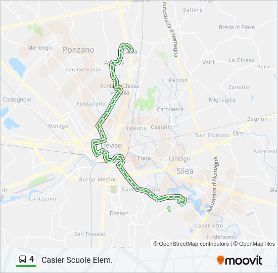 Percorso linea bus 4