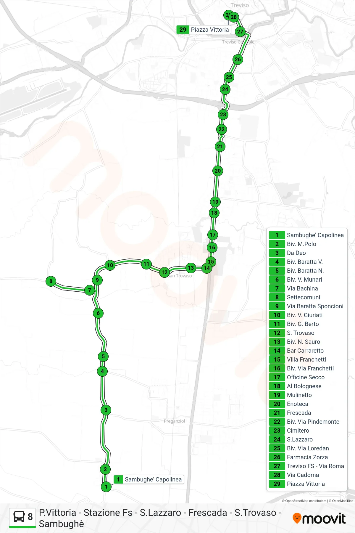 Linea 8 bus (Piazza Vittoria) - Percorsi e fermate sulla mappa