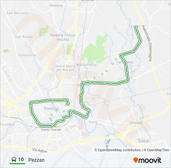 Percorso linea bus 10