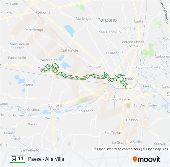 Percorso linea bus 11